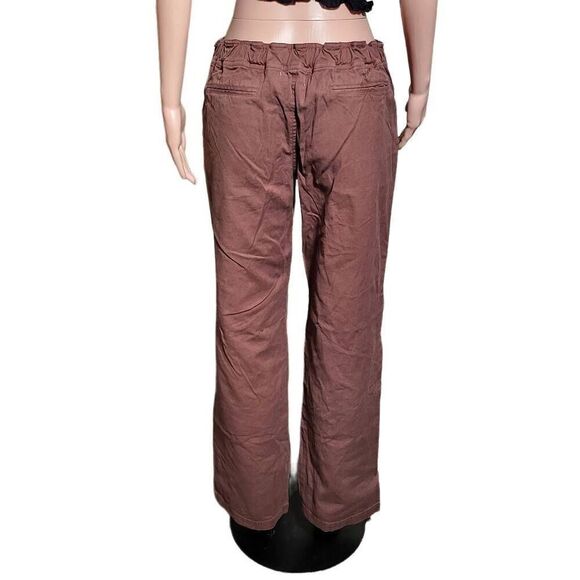 women's drawstring wide leg mid rise brown elastic waist pants size M - Picture 6 of 6